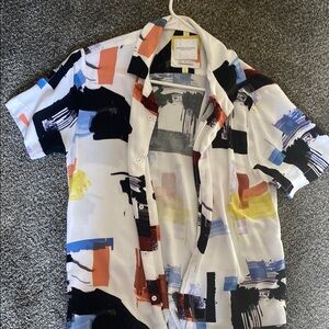 Denim & Flower White and Black Casual Button Down Shirt